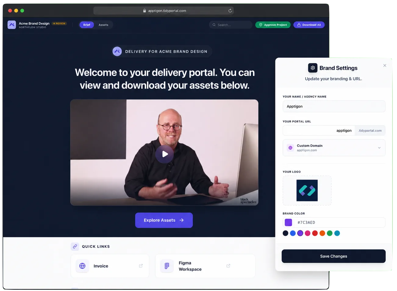 Tidy Portal product screens